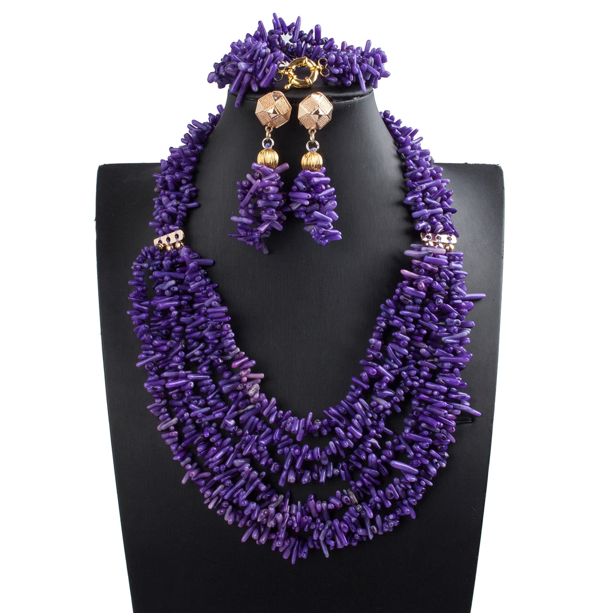Purple Nigerian Coral Beads Jewelry Sets