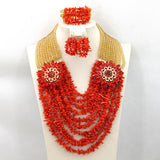 Orange Nigerian Coral Beads Jewelry Sets