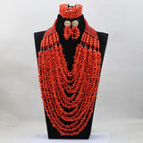 Orange Nigerian Coral Beads Jewelry Sets
