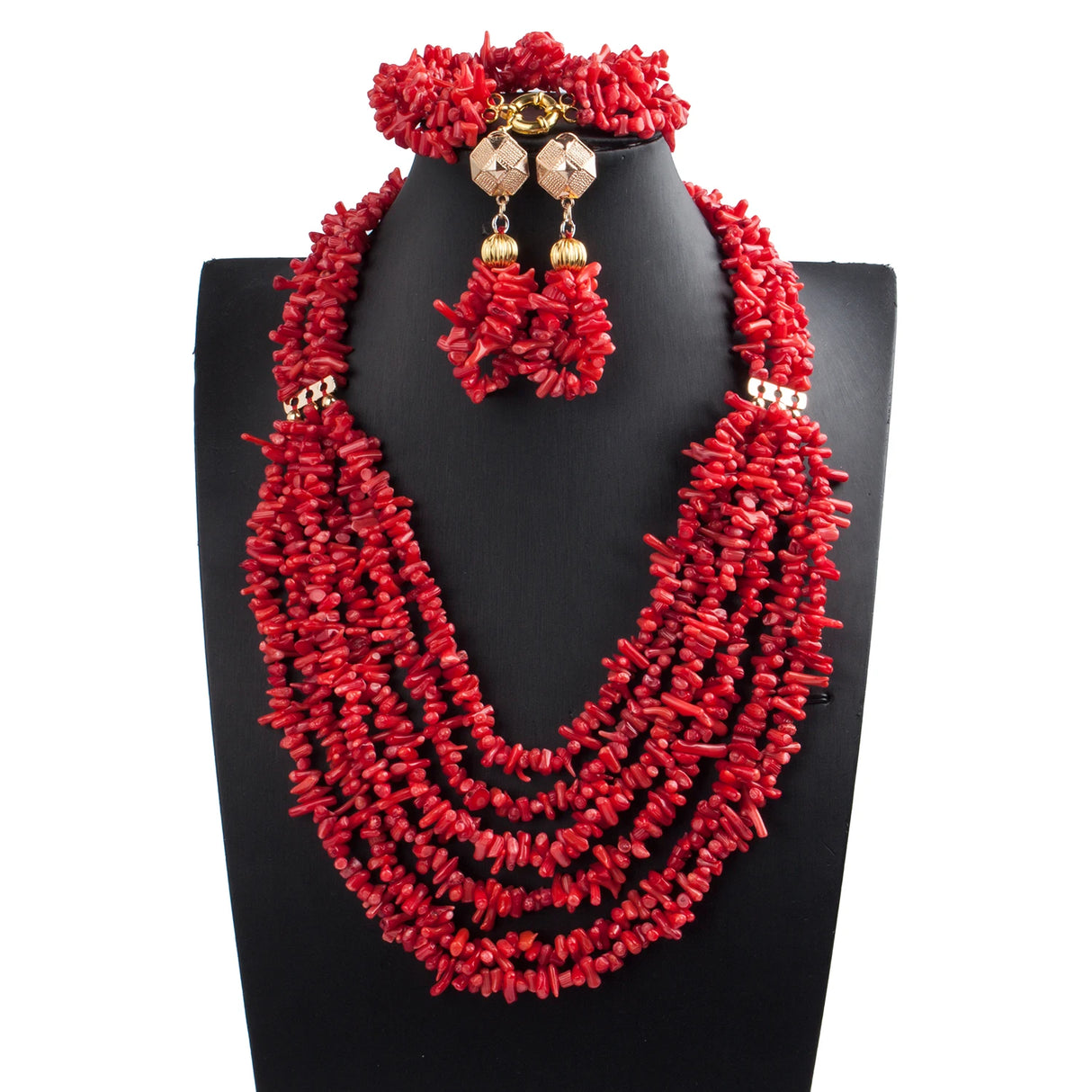 Red Nigerian Coral Beads Jewelry Sets