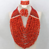 Orange Nigerian Coral Beads Jewelry Sets