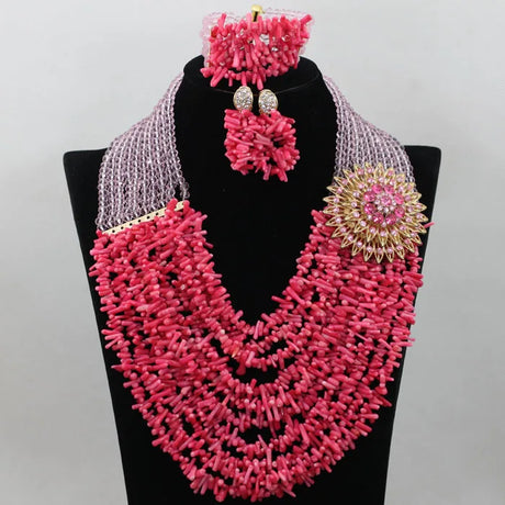 Pink Nigerian Coral Beads Jewelry Sets