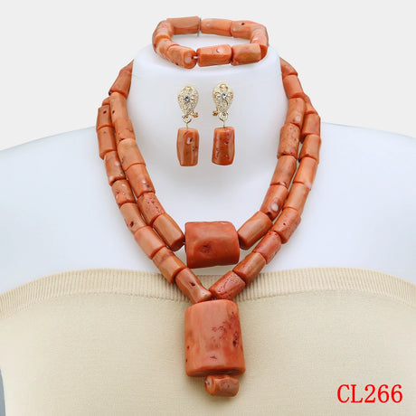 Nigerian Coral Beads Wedding Jewelry Set 