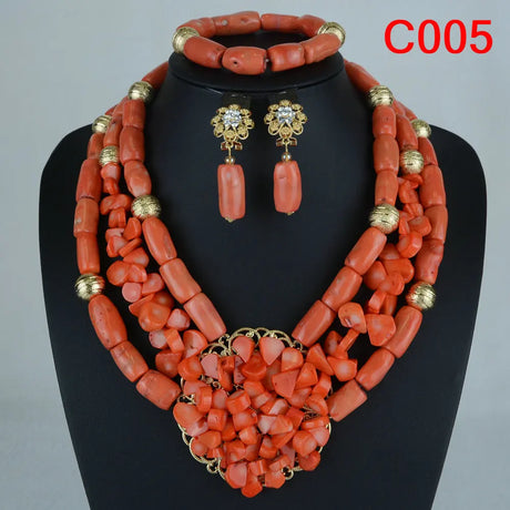 Nigerian Coral Beads Wedding Jewelry Set