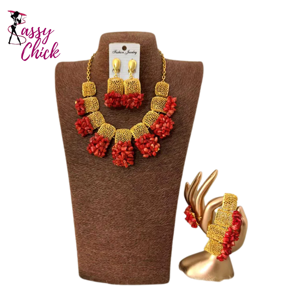 Nigerian Coral Beads Wedding Necklace Sassy Chick Logo