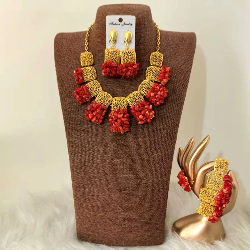 Nigerian Coral Beads Wedding Necklace
