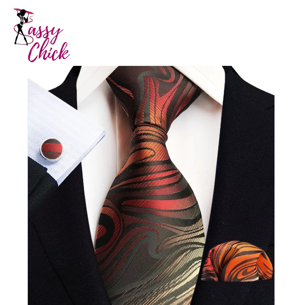 Novelty Hanky Cufflinks Silk Tie Set Sassy Chick Logo