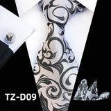 white black floral pattern tie set