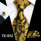black gold floral pattern tie set
