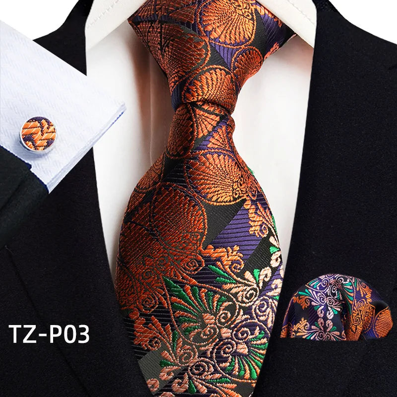 multi color floral pattern tie set