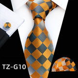 silver gold square pattern tie set