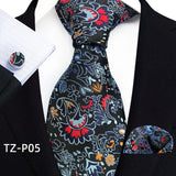 multi color floral pattern tie set