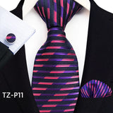 pink purple black stripe pattern tie set