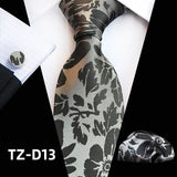 brown black floral pattern tie set