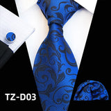 black blue floral pattern tie set