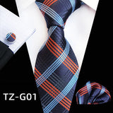 black blue orange line pattern tie set