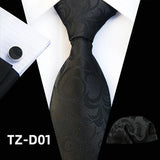 black floral pattern tie set