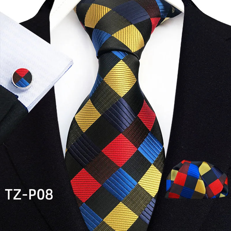 multi color square pattern tie set