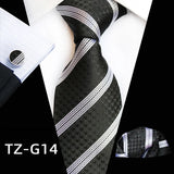 white black line pattern tie set