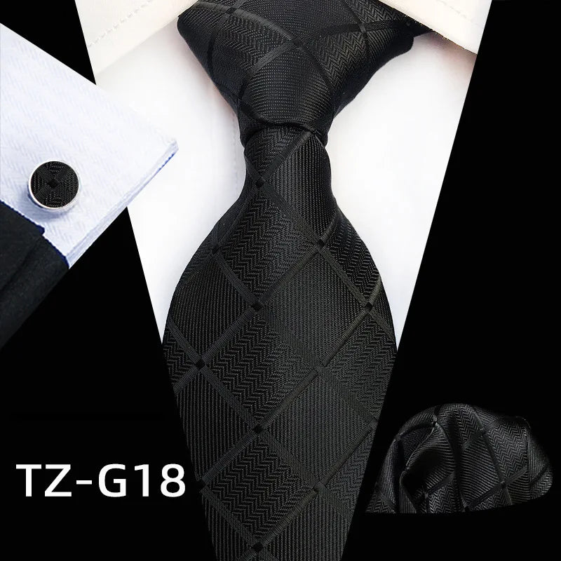 black square dot pattern tie set