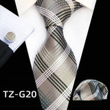 black white brown line pattern tie set