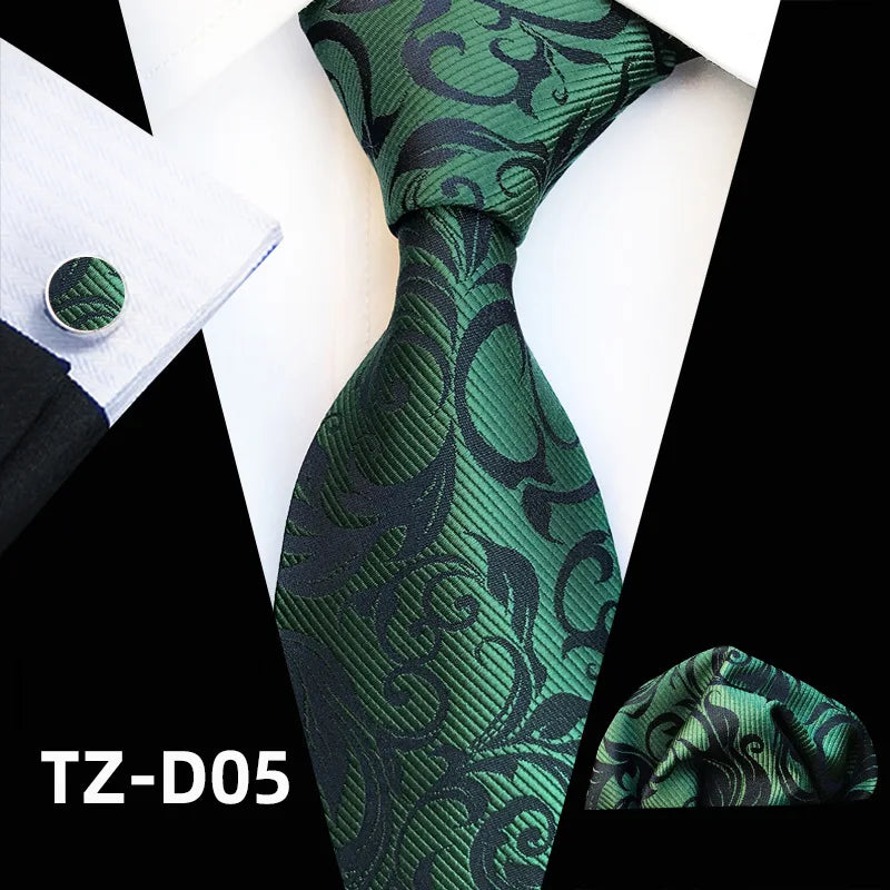 green black floral pattern tie set