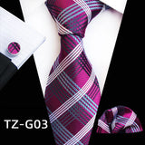 white black pink stripe pattern tie set