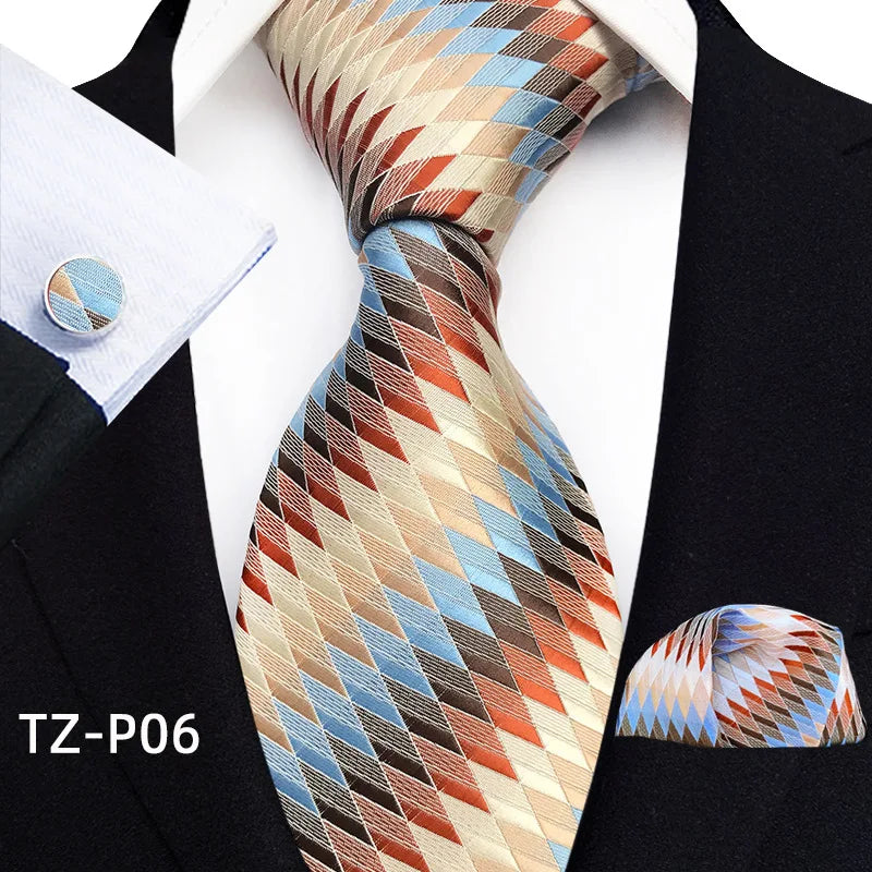 multi color geometric pattern tie set