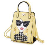 Yellow Novelty Lady Face Designer Handbags