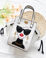 White Novelty Lady Face Designer Handbags