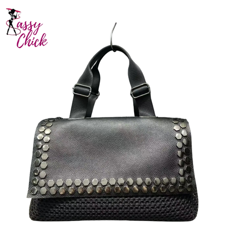 Nylon Mesh Splicing Large Capacity Double sided Shoulder Bag Sassy Chick Logo