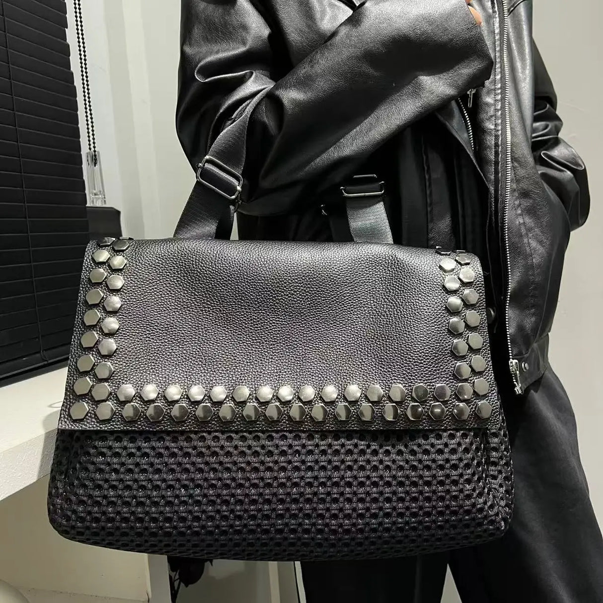 Nylon Mesh Splicing Large Capacity Double sided Shoulder Bag