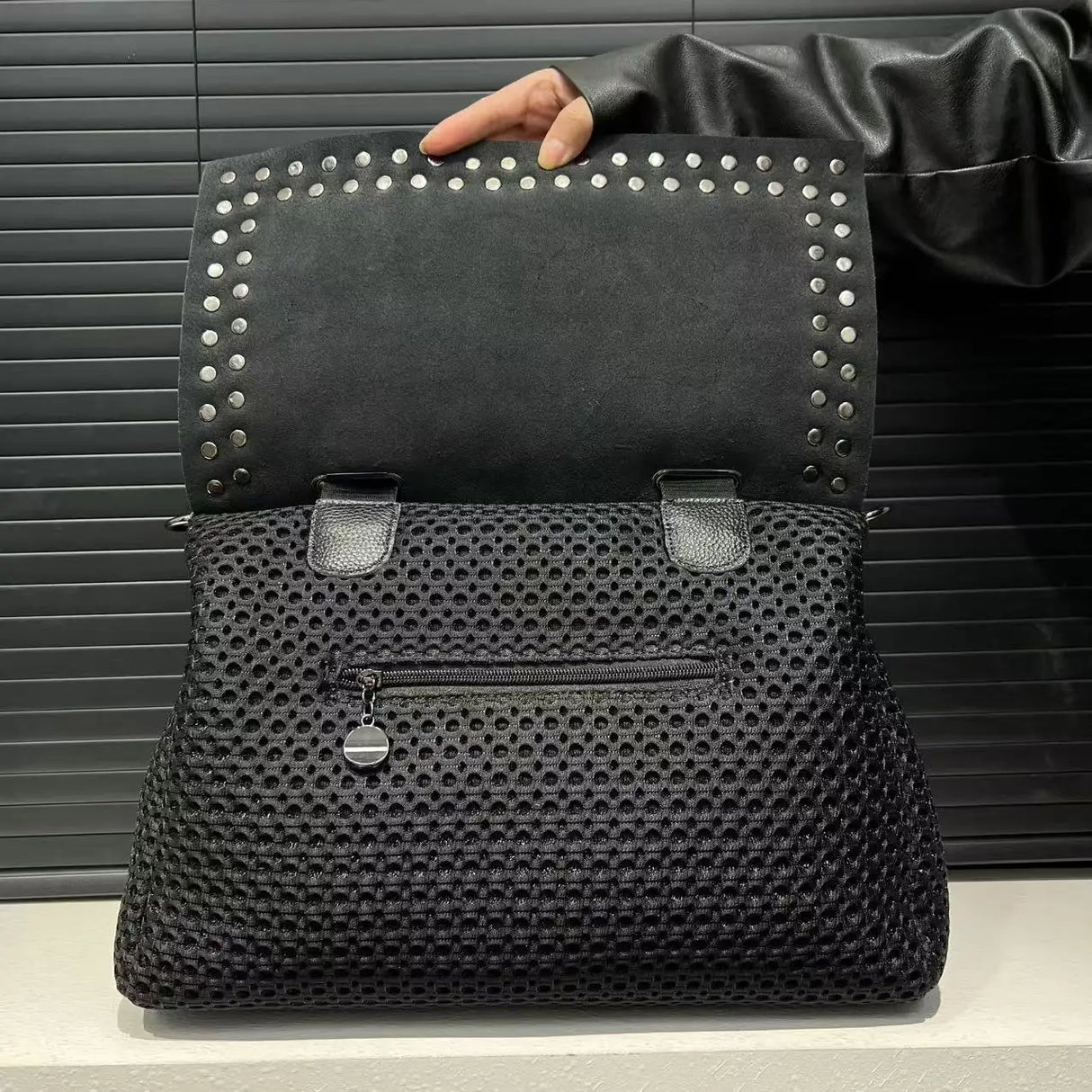 Nylon Mesh Splicing Large Capacity Double sided Shoulder Bag