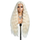White Ombre Blonde Ginger Lace Long Deep Wavy Synthetic Front Wig