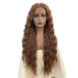 Brown Ombre Blonde Ginger Lace Long Deep Wavy Synthetic Front Wig