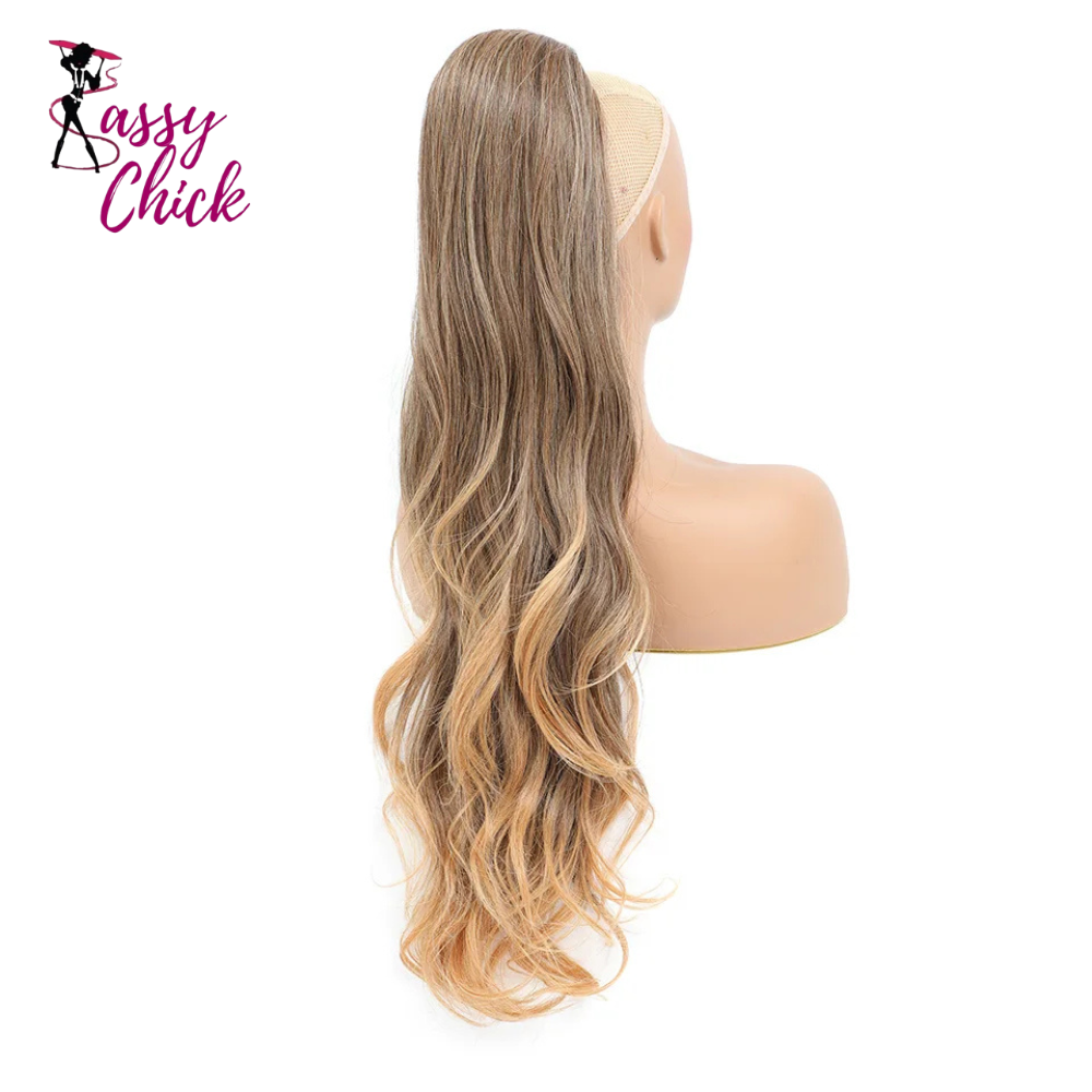 Ombre Blonde Weave Ponytail Clip In Hair Extension Synthetic Wig Sassy Chick Logo