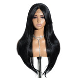 Black Ombre Brown Blonde 26 inches Straight With Bangs Synthetic Lace Wig