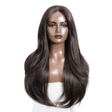 Black Ombre Brown Blonde 26 inches Straight With Bangs Synthetic Lace Wig