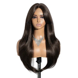 Black Ombre Brown Blonde 26 inches Straight With Bangs Synthetic Lace Wig
