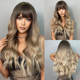 Ombre Blonde Long Wavy Synthetic Wigs