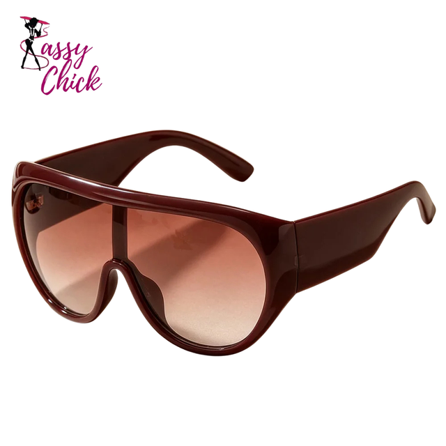 One Piece Oversize Square Gradient Sunglasses Sassy Chick Logo