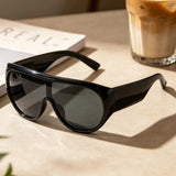 Black One Piece Oversize Square Gradient Sunglasses
