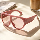 Pink One Piece Oversize Square Gradient Sunglasses