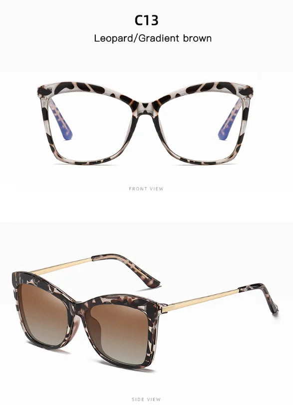 Leopard Optical Magnetic Polarized Short-sighted Glasses