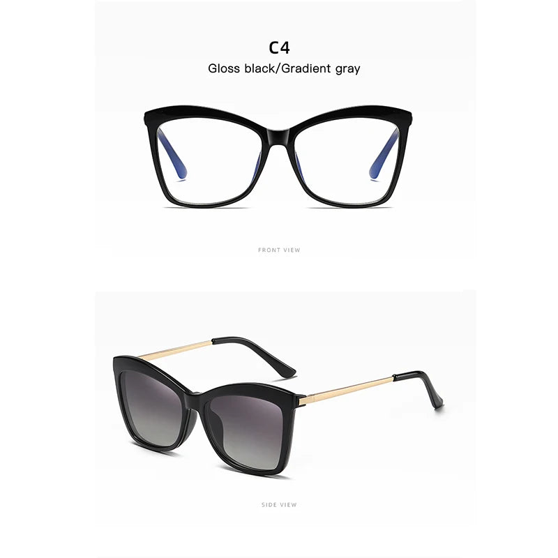 Black Optical Magnetic Polarized Short-sighted Glasses