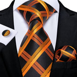 black orange geometric pattern tie