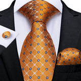 gold square pattern tie