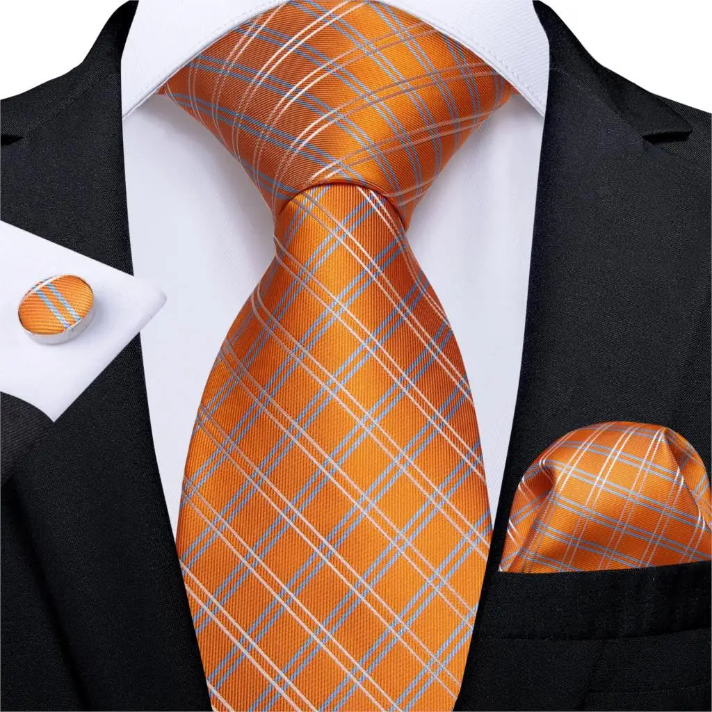 orange geometric pattern tie