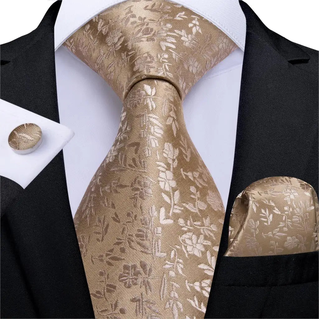 brown floral pattern tie