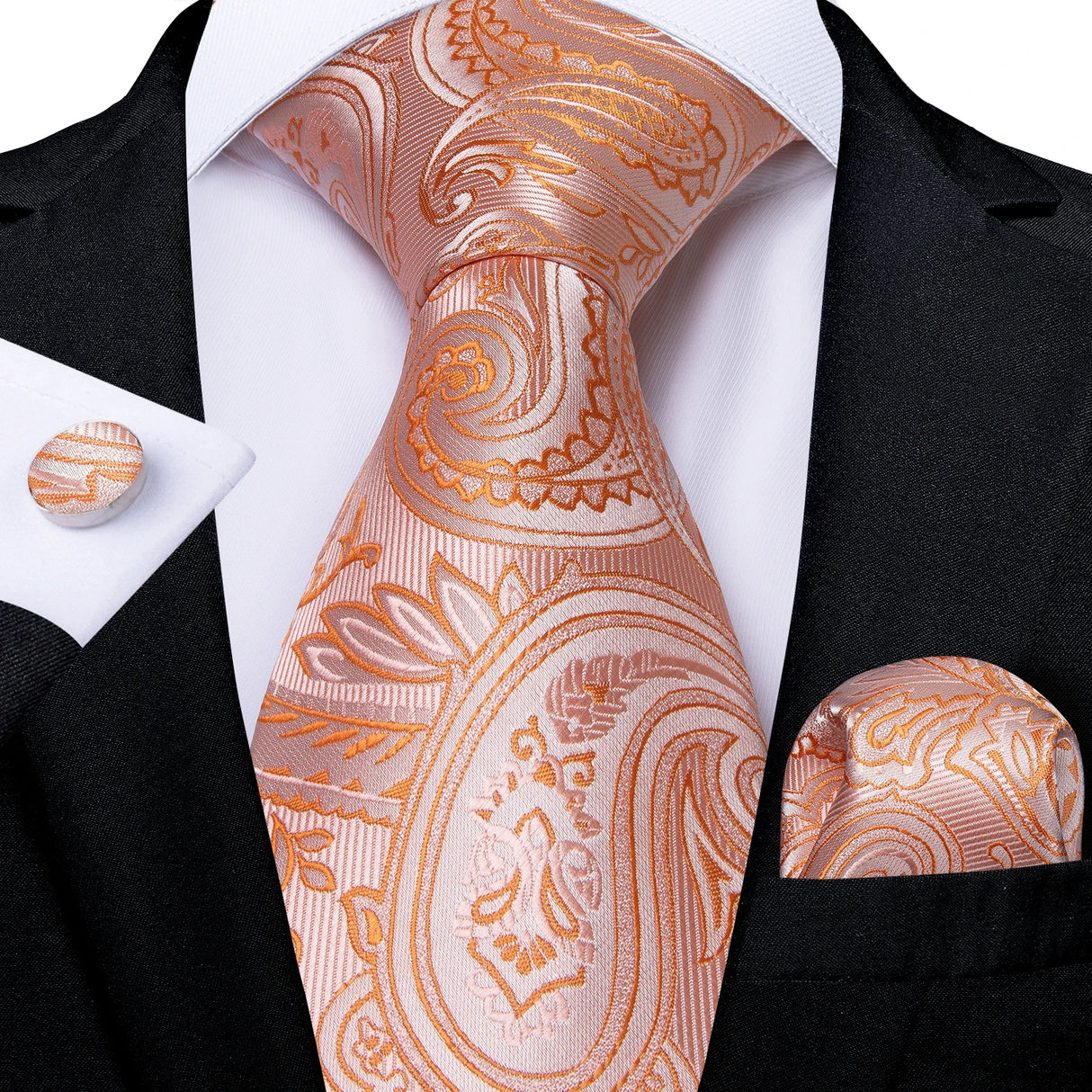 orange floral pattern tie